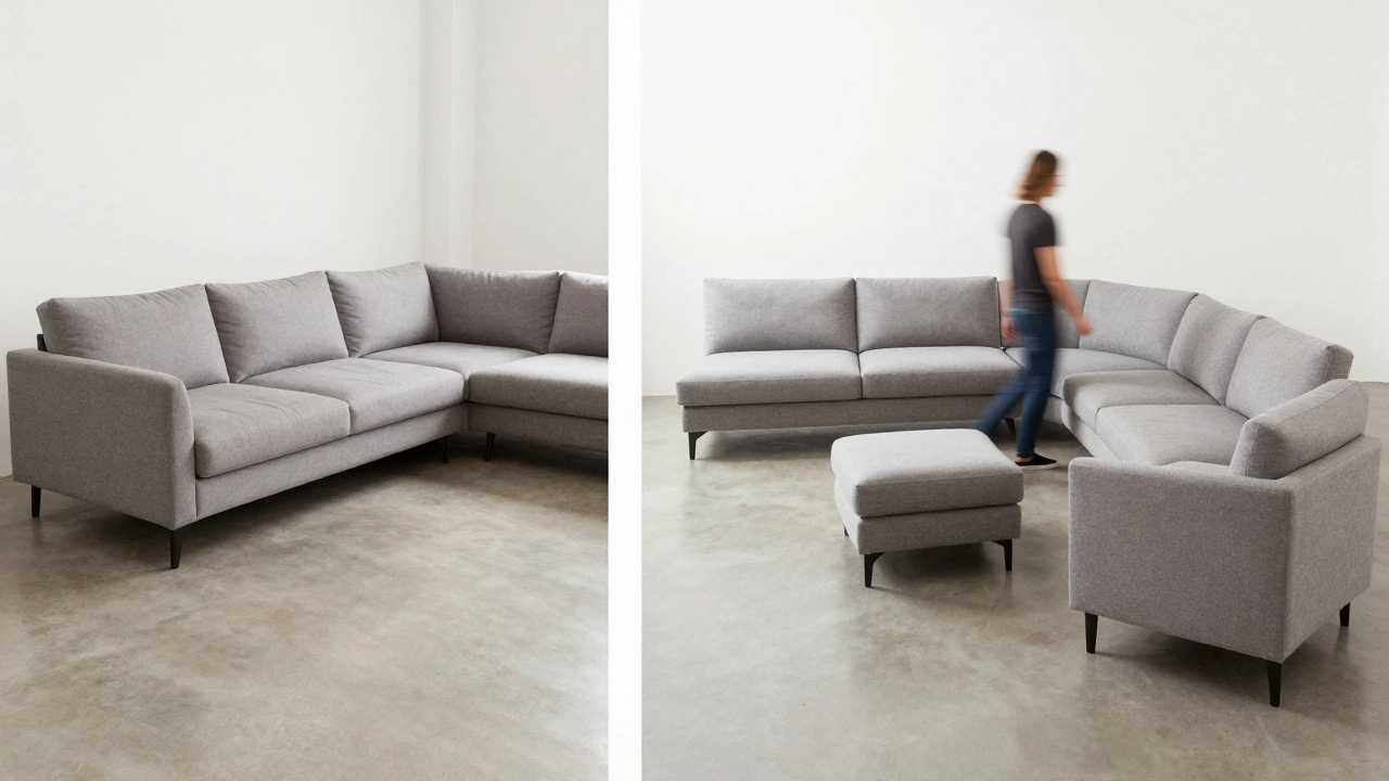 Side-by-side comparison: a rigid corner couch versus a modular sectional that can be rearranged for flexibility.