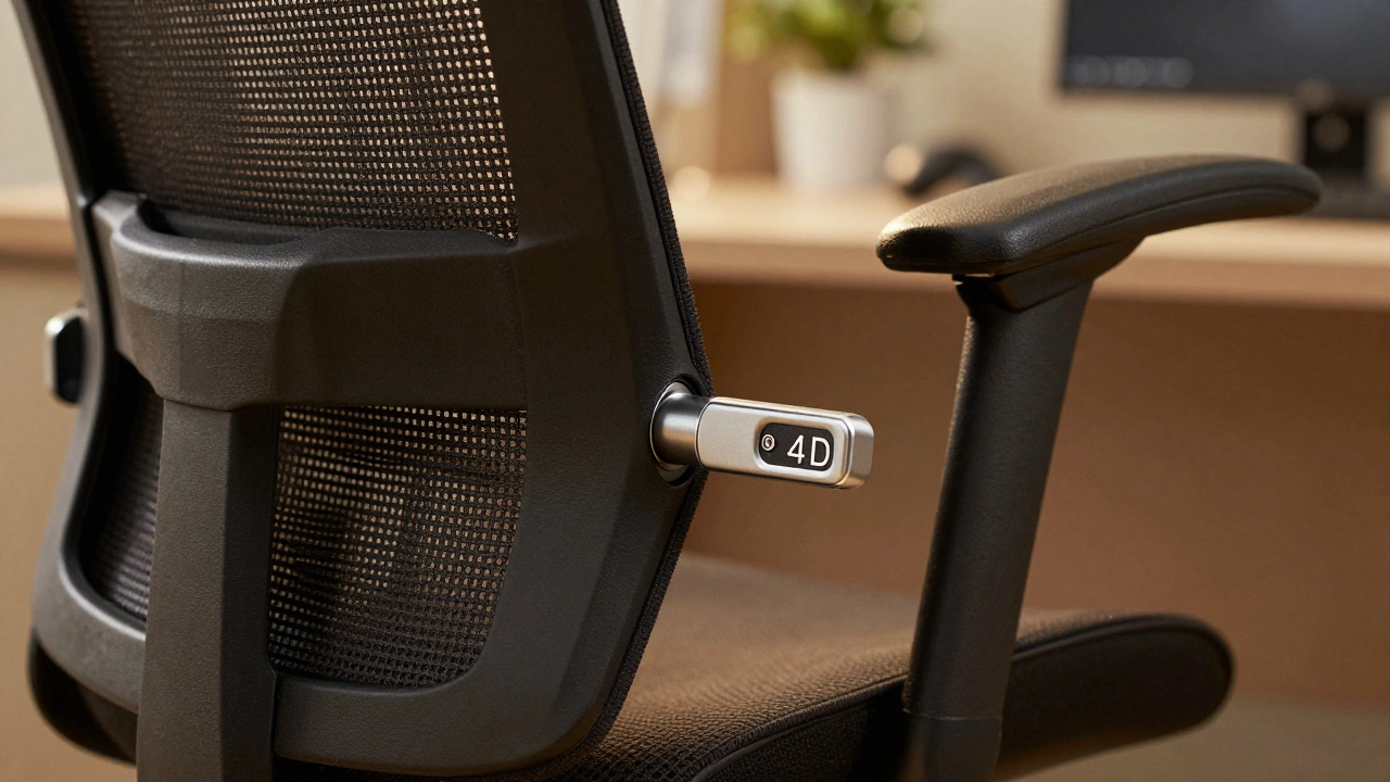 Close-up of durable mesh and adjustable mechanisms on a high-end office chair.