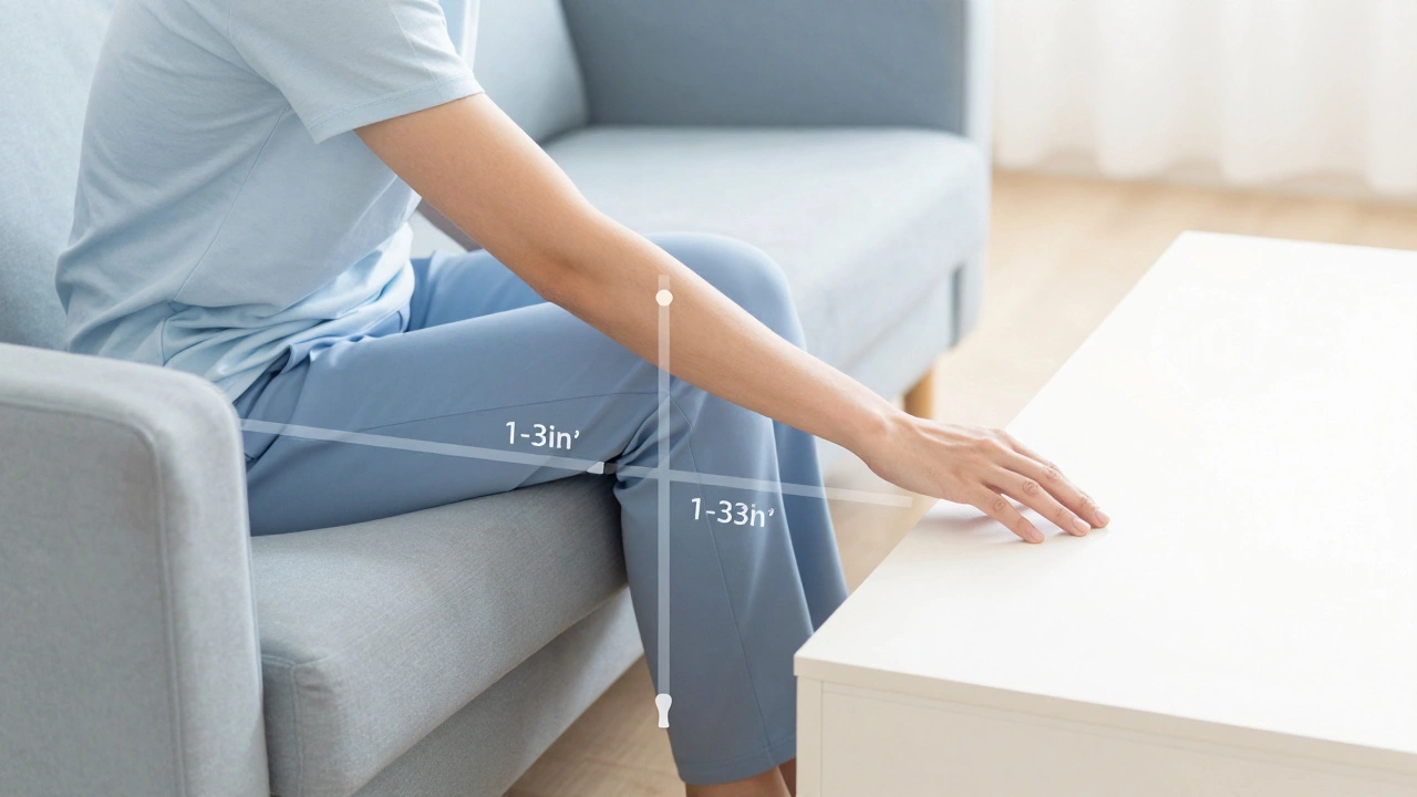 Side view illustration of person sitting ergonomically with properly aligned table height