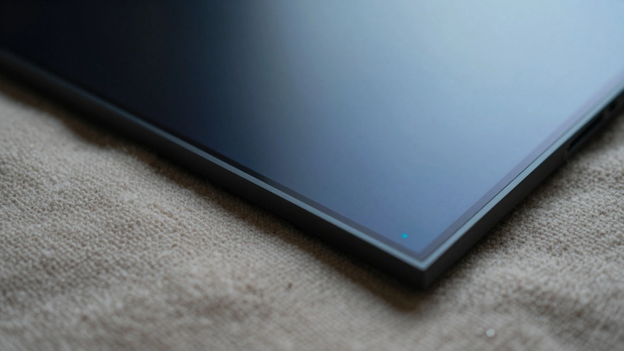 Fragile OLED screen face-down on a blanket showing pressure risks
