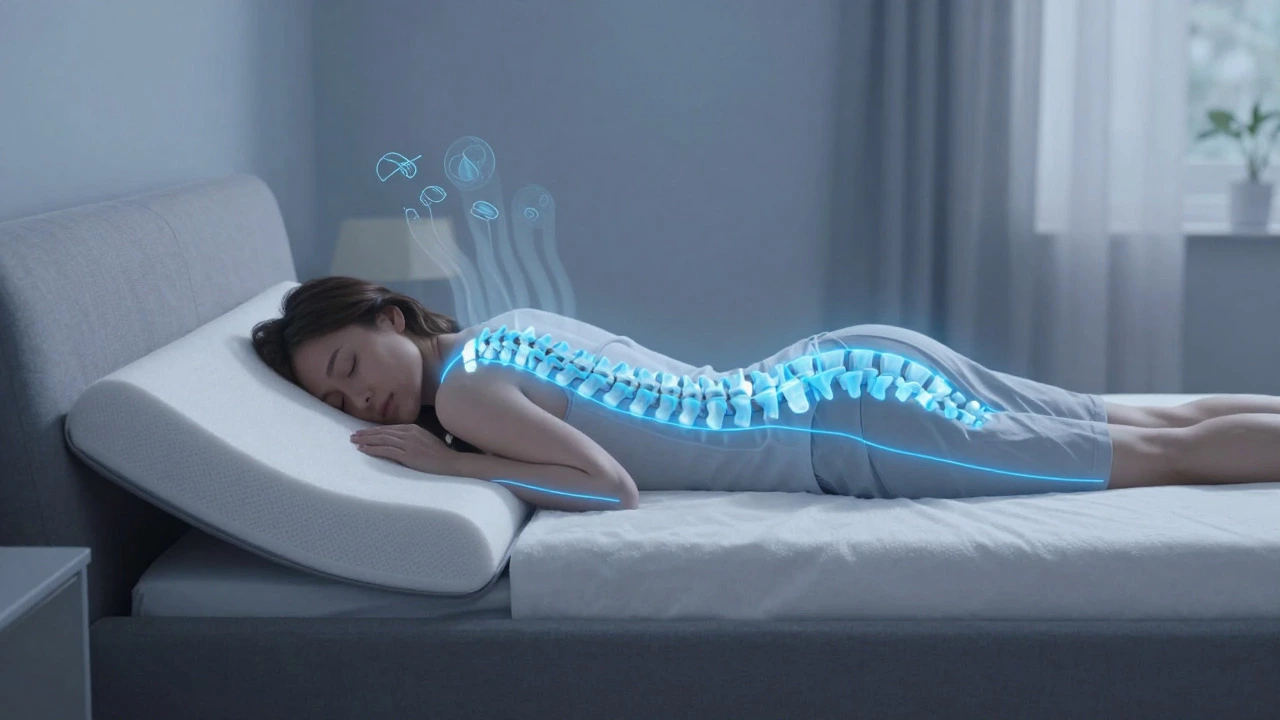 Silhouette showing proper spinal alignment while sleeping on a sofa bed