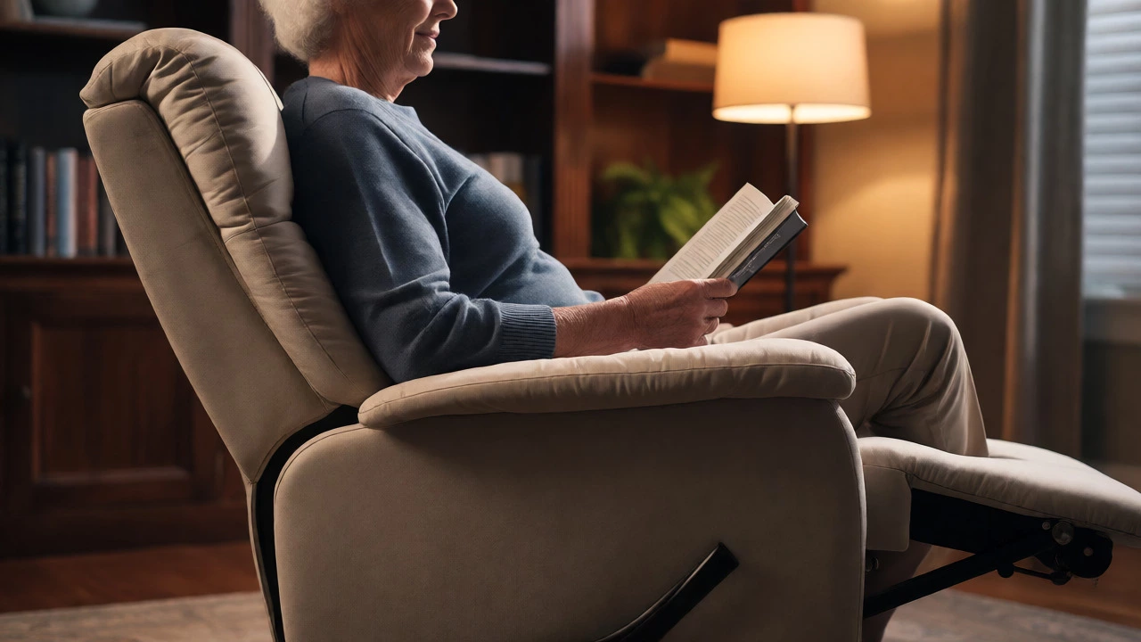 Person sitting with good posture in a supportive recliner
